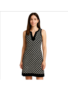 Le Chateau black and white midi dress v neck sleeveless tank xxs